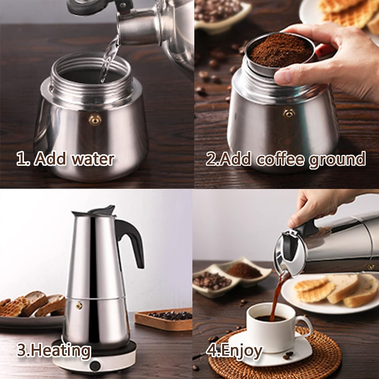 4/6/9 ly Moka nồi Caffe máy Es - đánh giá và giá Coffee Equipment Accessories